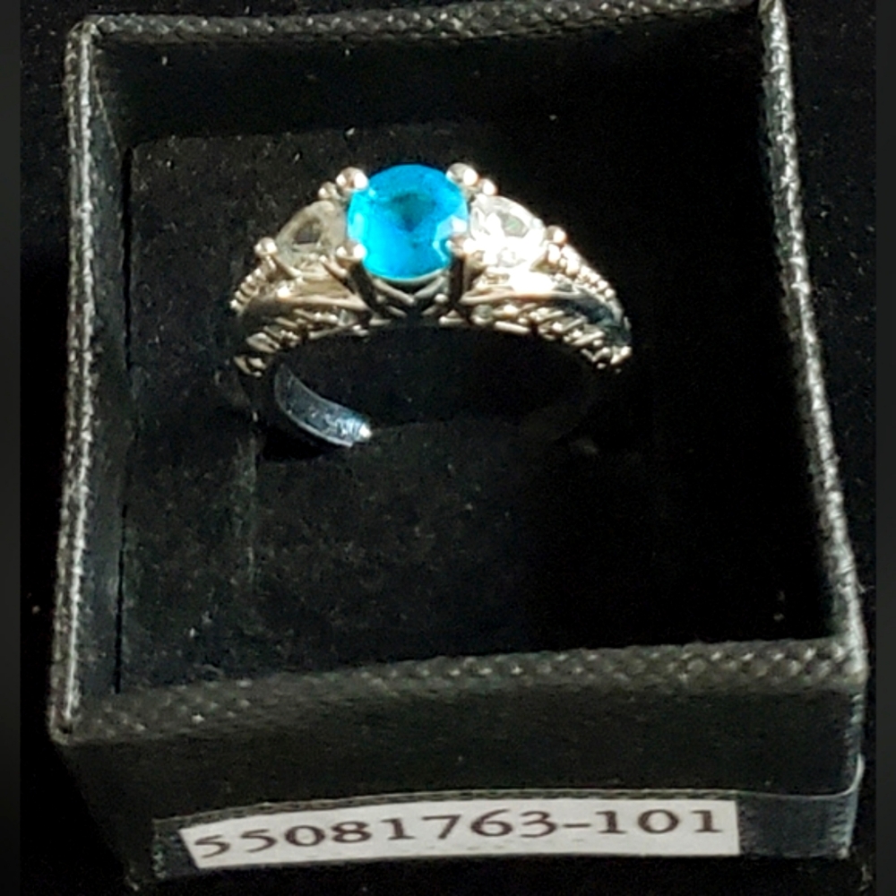 New Sterling Silver   1 CT. BLUE ZIRCON STONE RING